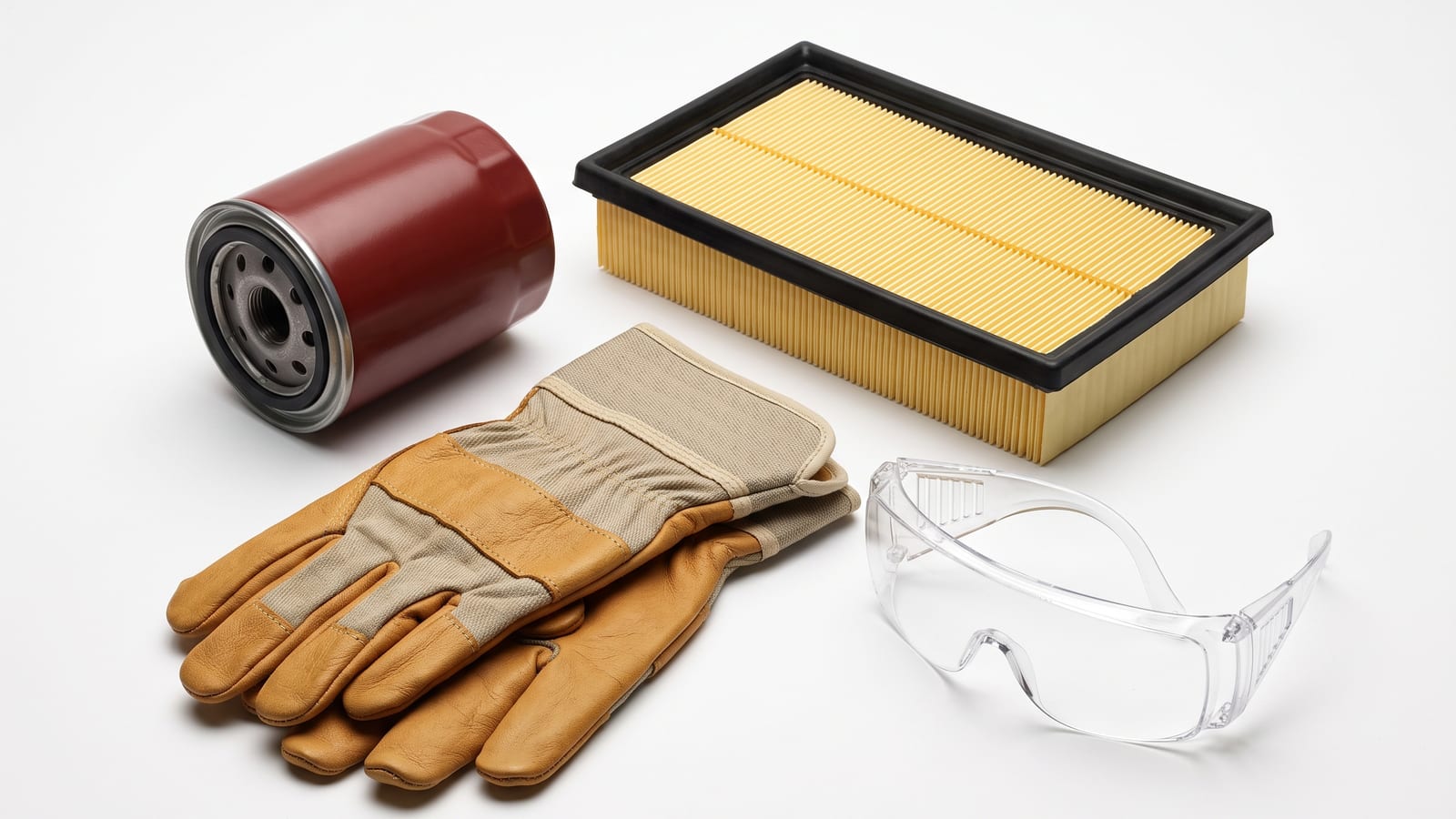 Filtros, guantes y lentes de seguridad