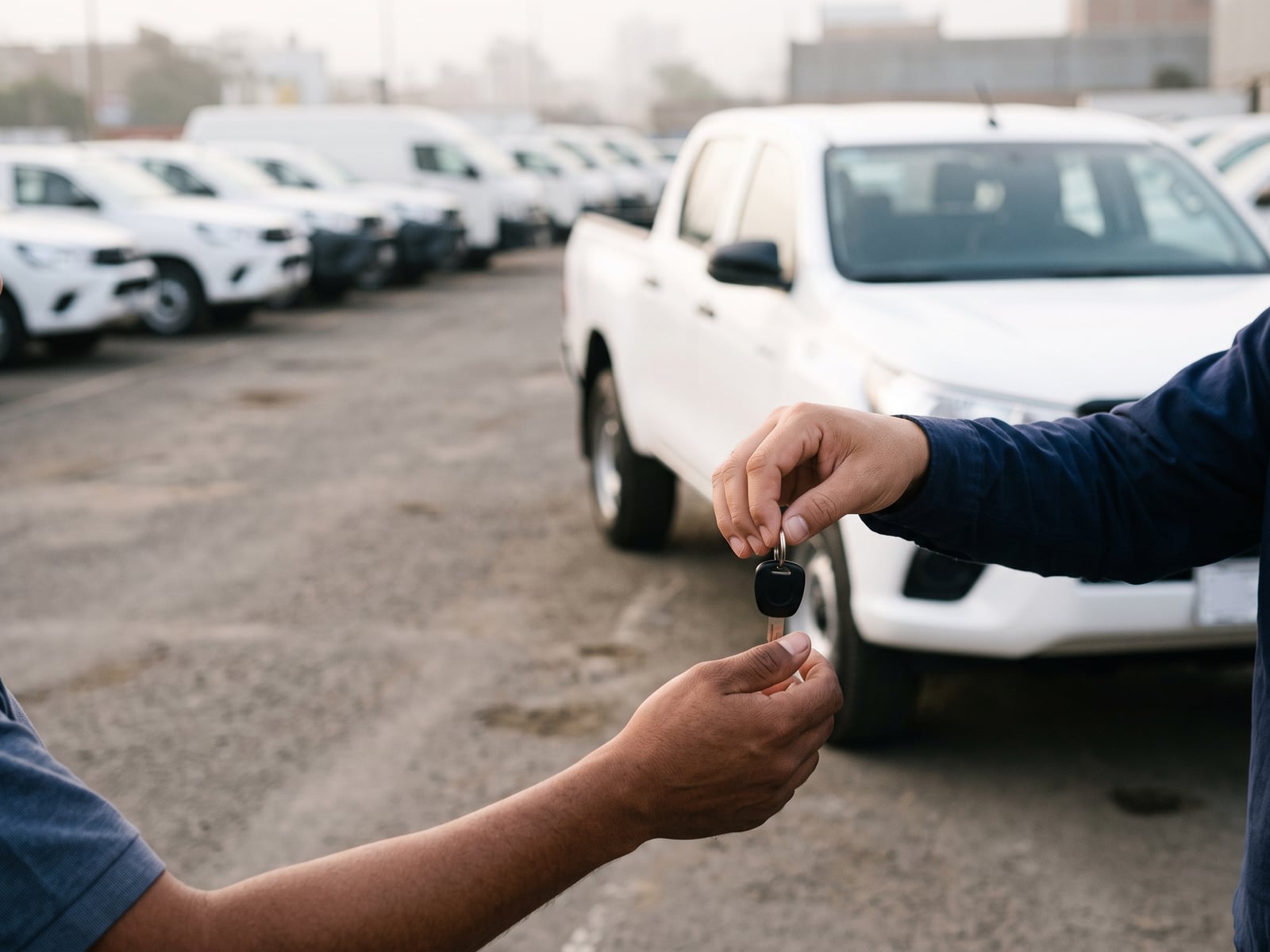 Entrega de llaves de una camioneta nueva