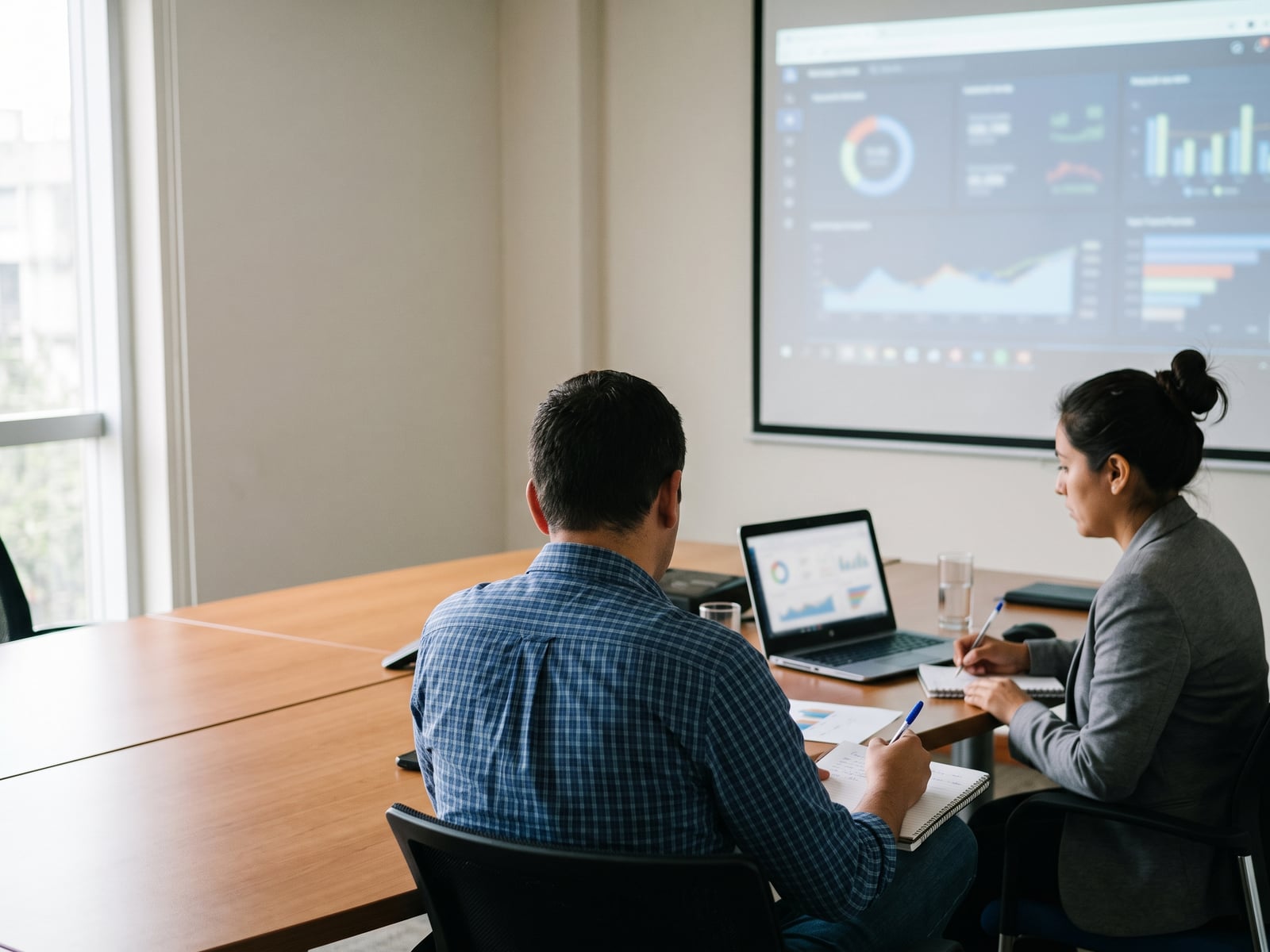 Sesión de implementación de software en una sala de reuniones