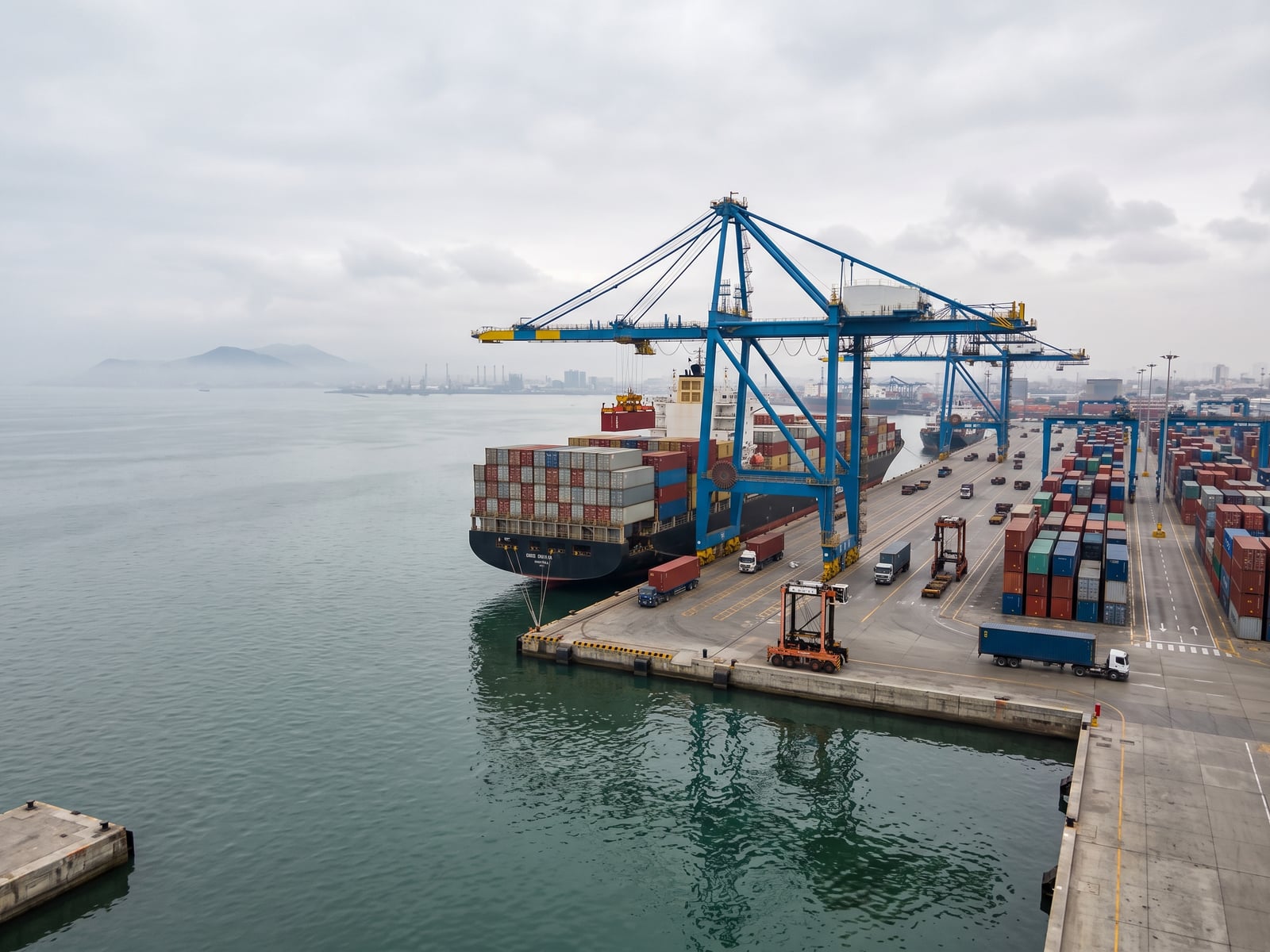 Buque portacontenedores atracado en el puerto
